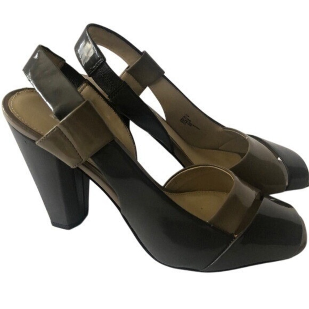 Nicole Miller New York Womens Slingback Peep Toe Block Heel Dress Shoes